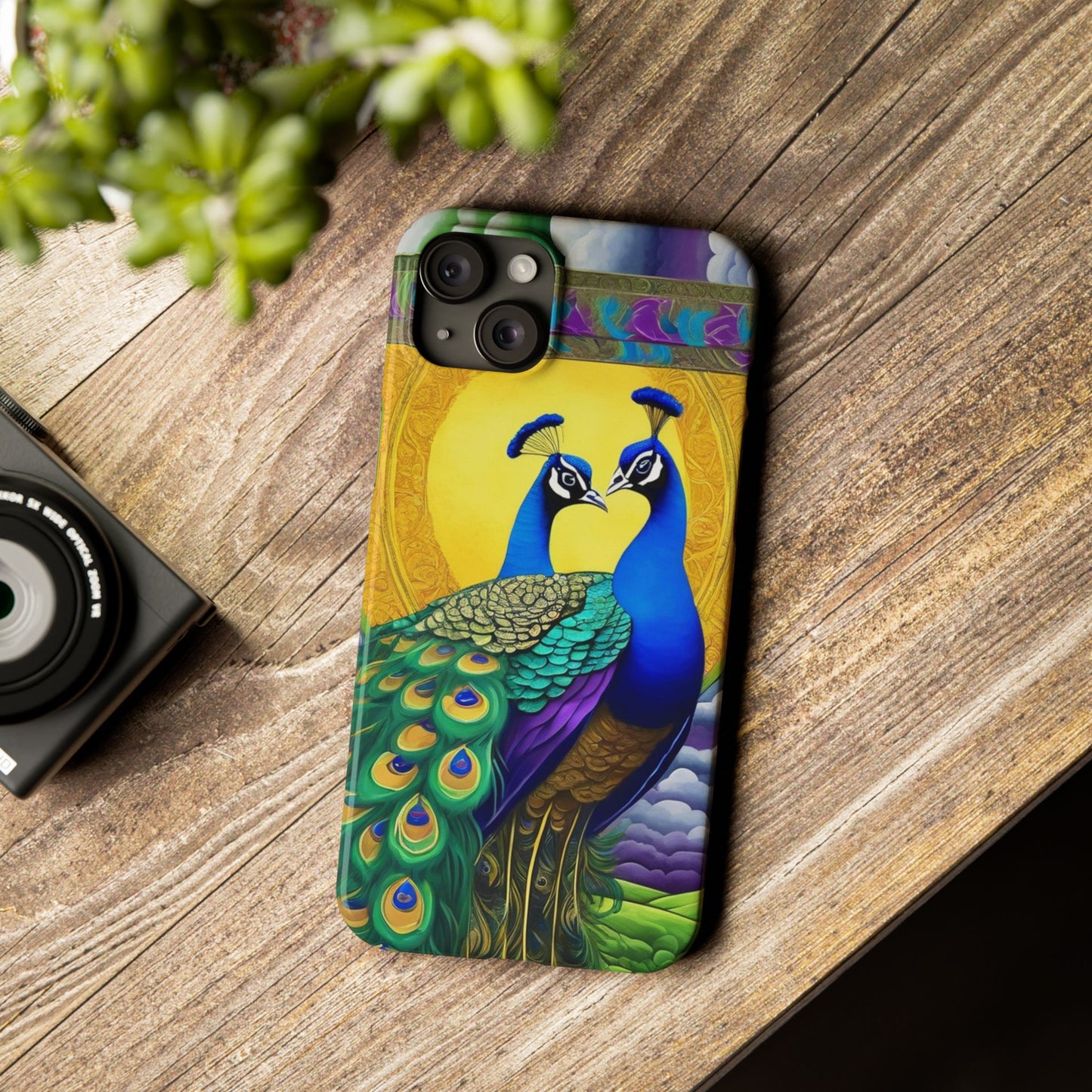 Beautiful Peacocks Slim Phone Case | Artloom Gallery