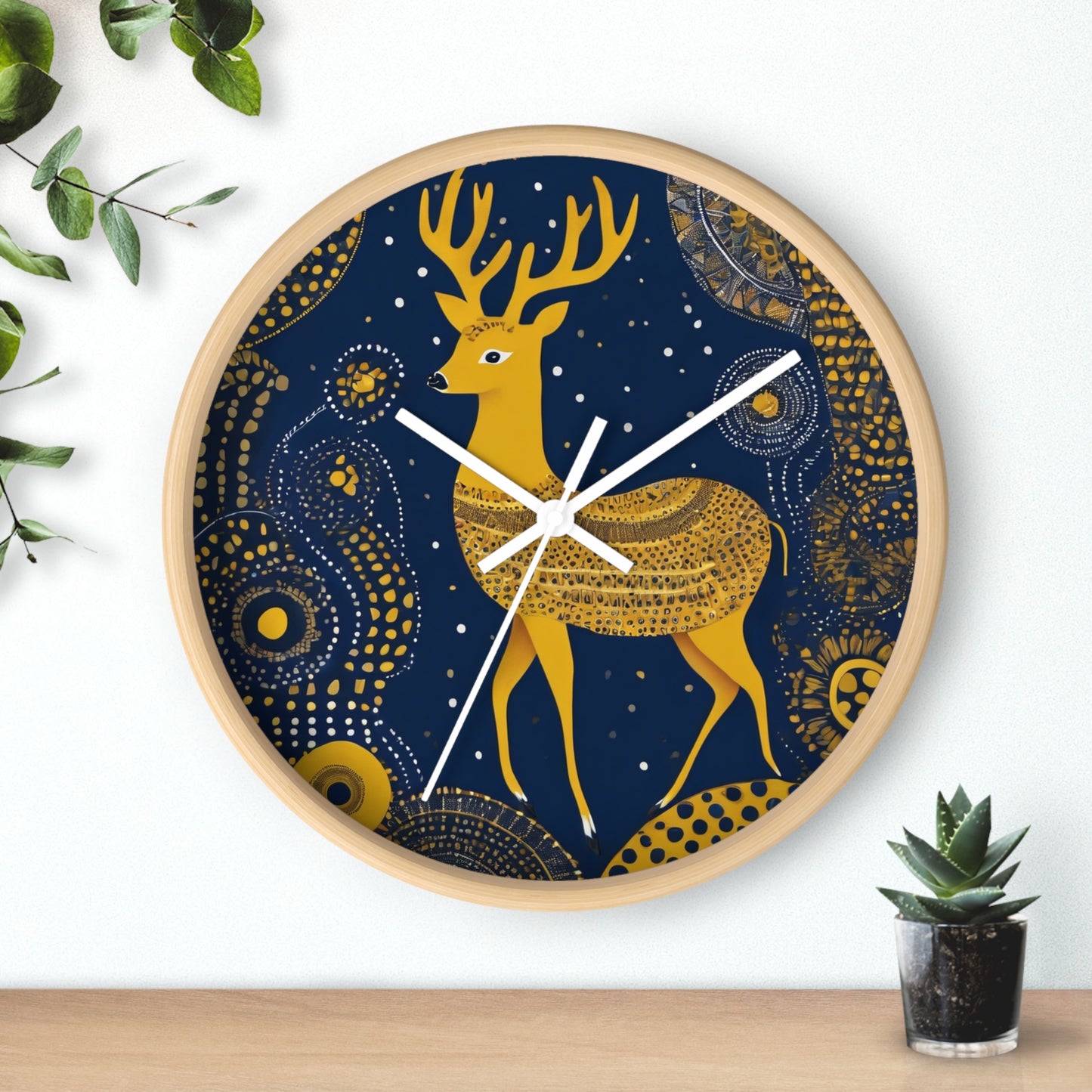 Majestic Deer – Gond Tribal Wall Clock | Artloom Gallery