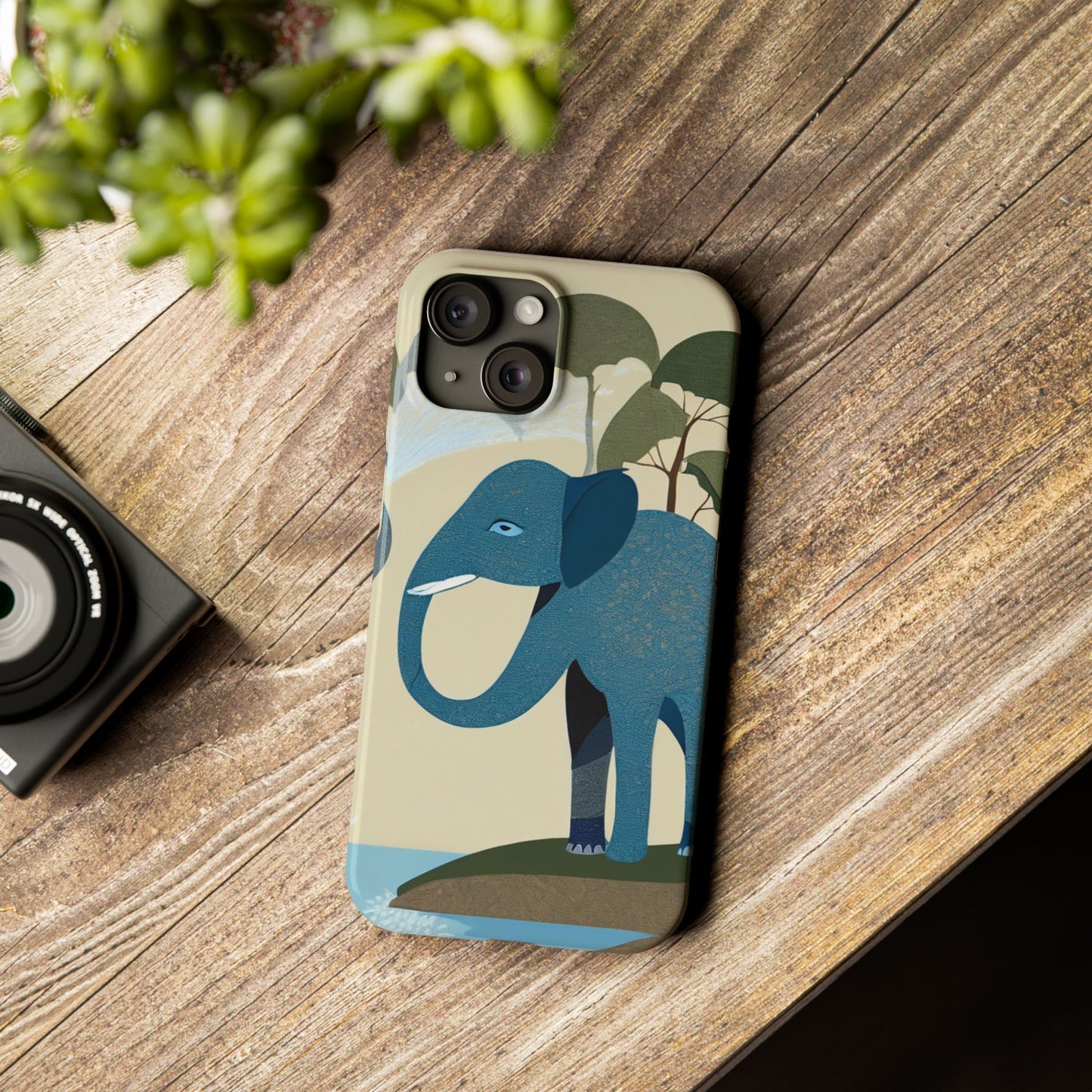 Playful Elephant Art Slim Phone Case | Artloom Gallery