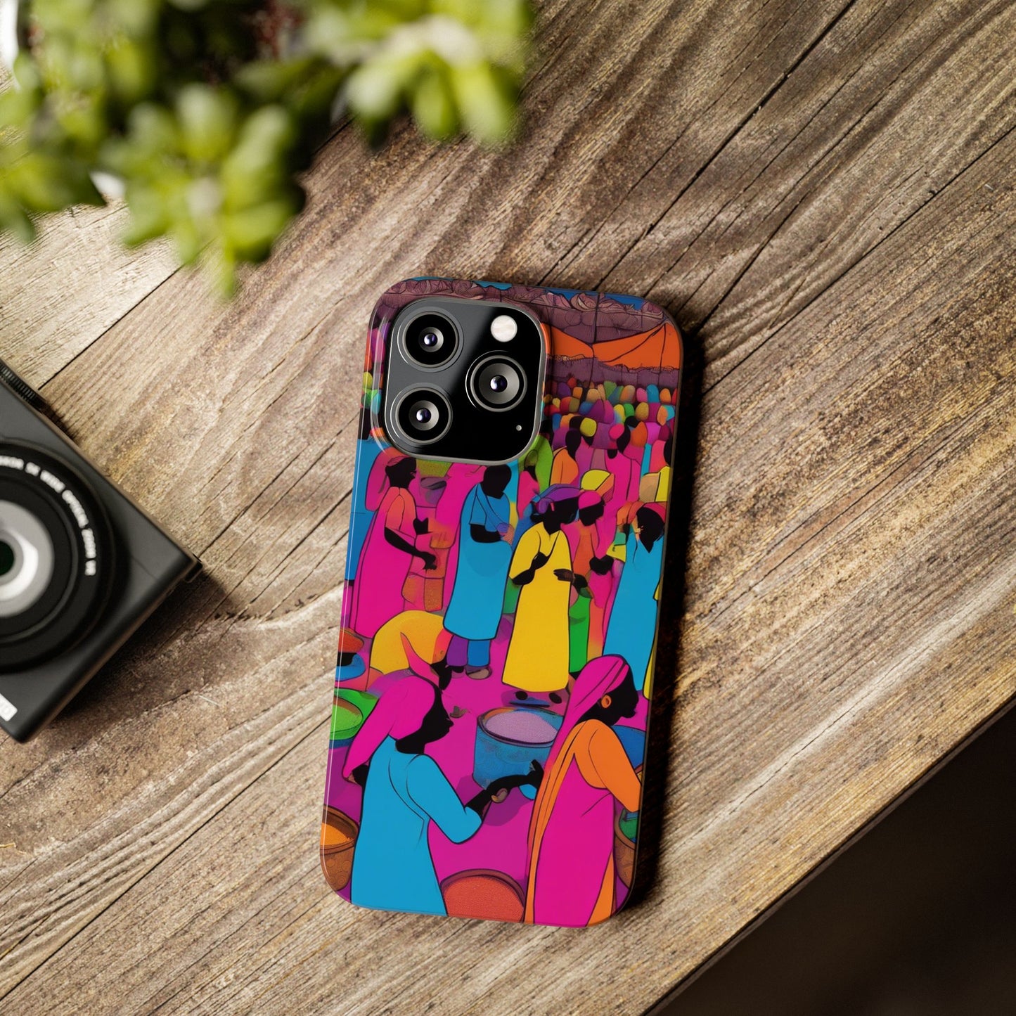 Festive Colors at the Bazaar – Bold and Vibrant Art Slim Phone Case | Artloom Gallery