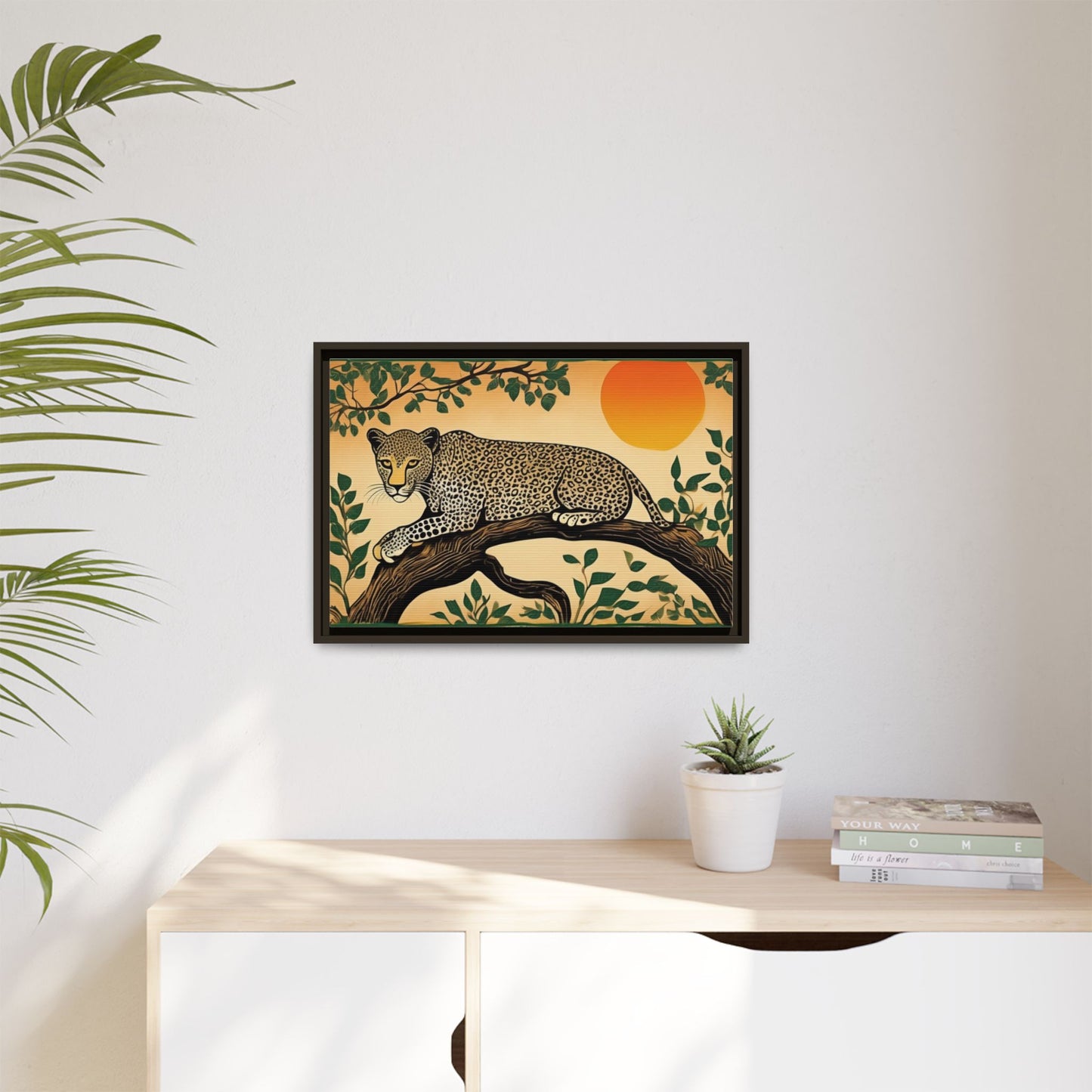 Cheetah in the Trees – Wooden Frame Canvas Print | Artloom Gallery