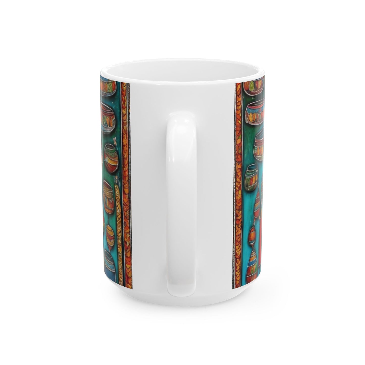 Coffee Mug - Kalamkari Art of a Bustling Bazaar Shop