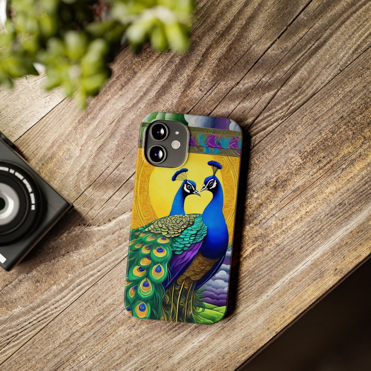 Beautiful Peacocks Slim Phone Case | Artloom Gallery