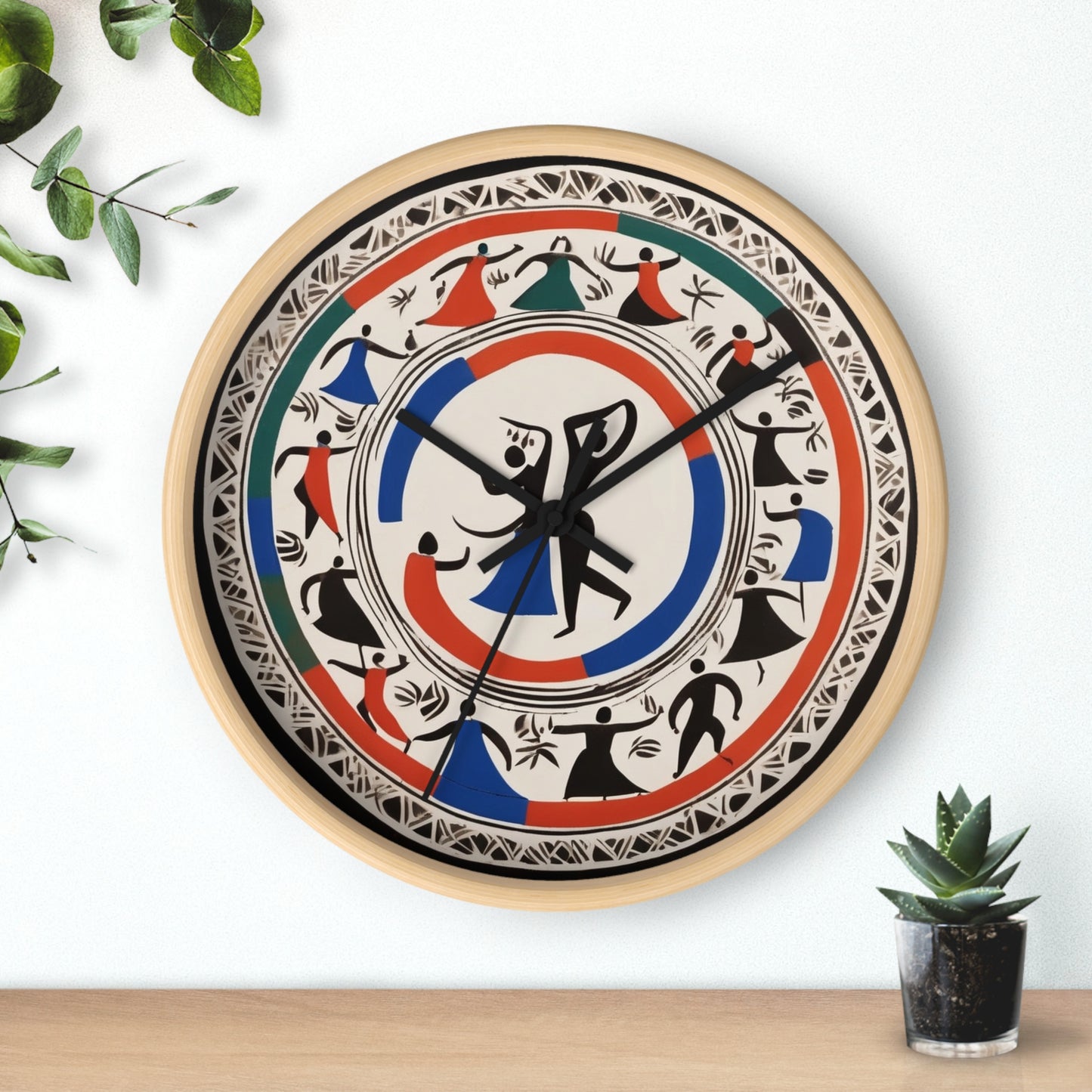 Rhythms of Time – Warli Tribal Wall Clock | Artloom Gallery