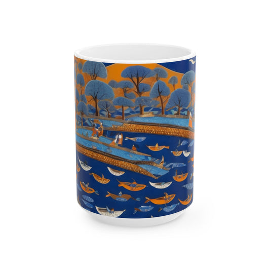 Gond Art – River Journey | Ceramic Mug | Artloom Gallery