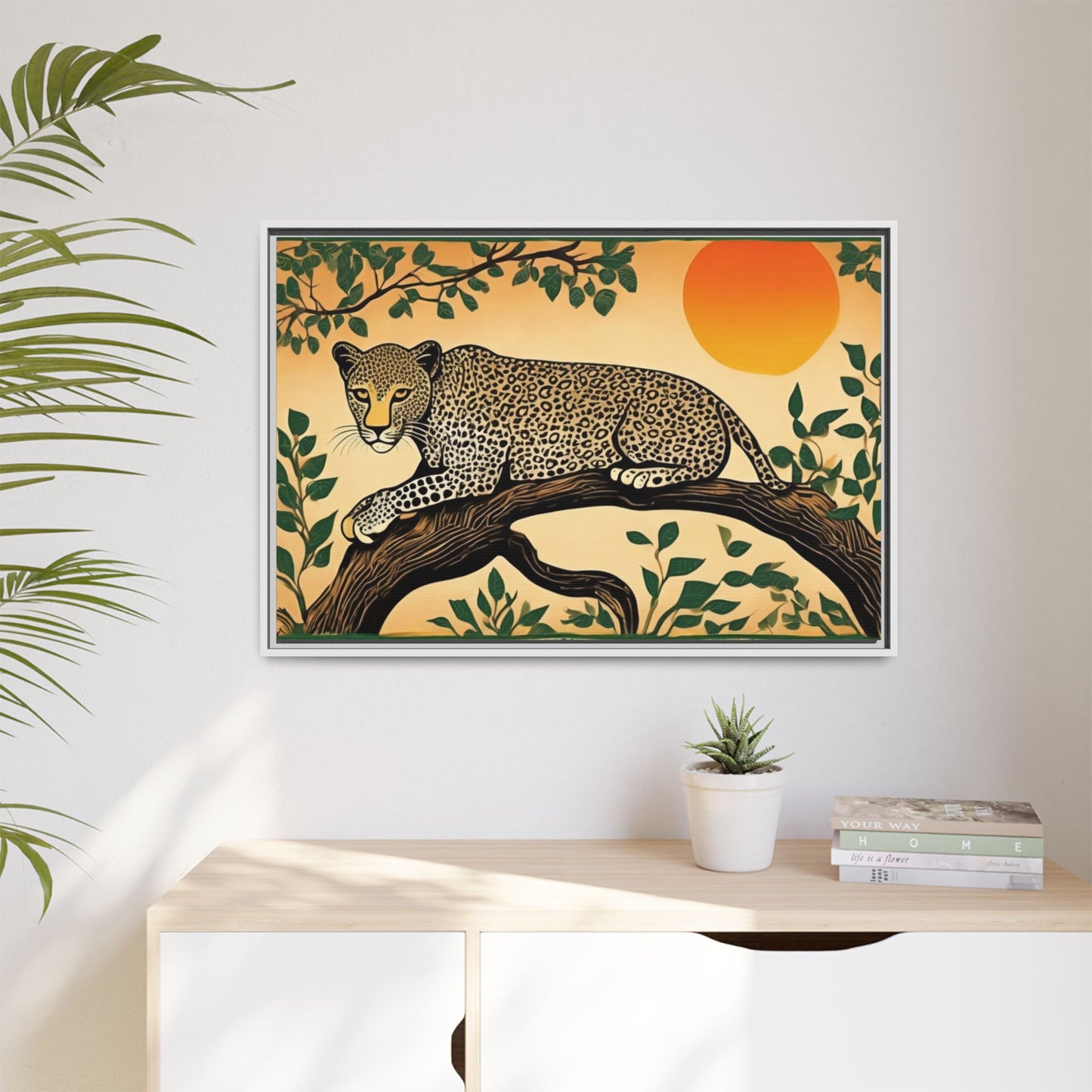 Cheetah in the Trees – Wooden Frame Canvas Print | Artloom Gallery