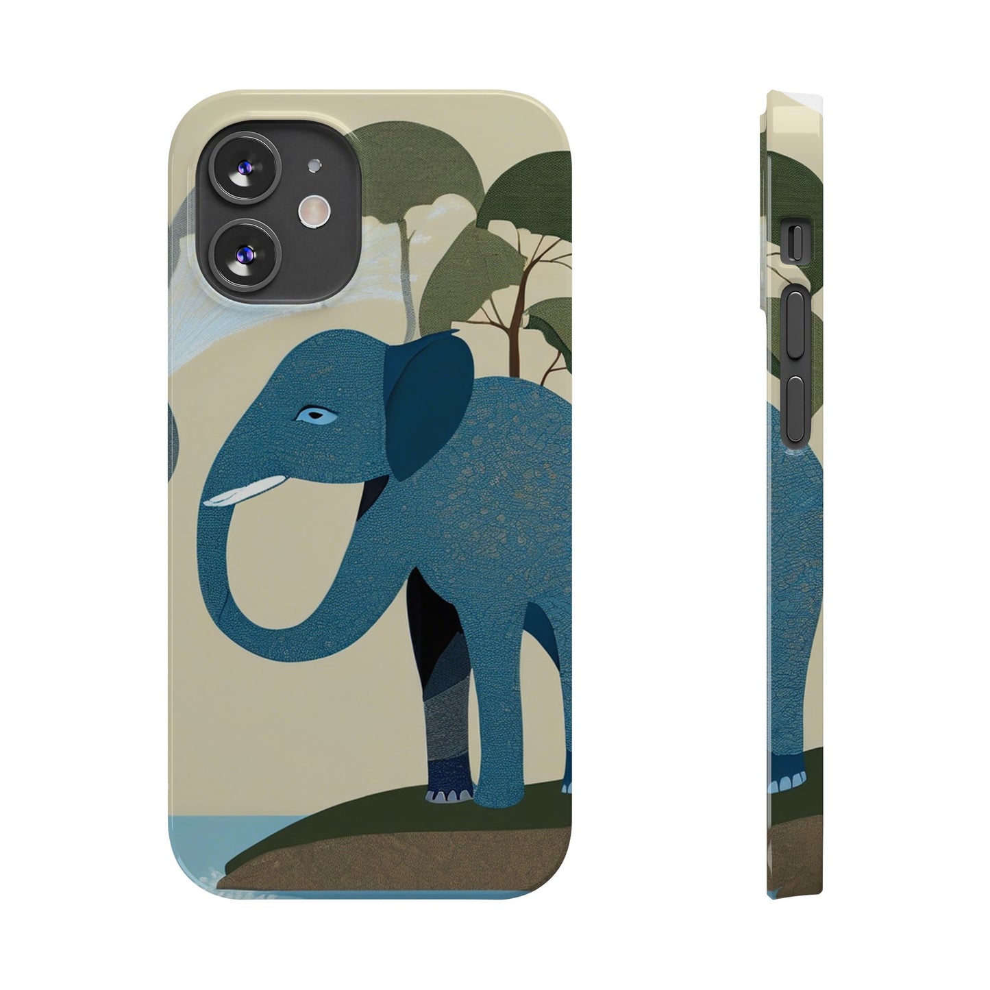 Playful Elephant Art Slim Phone Case | Artloom Gallery