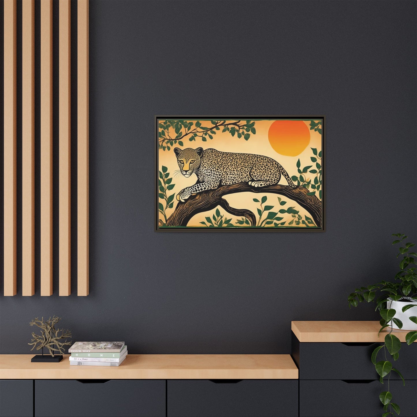 Cheetah in the Trees – Wooden Frame Canvas Print | Artloom Gallery