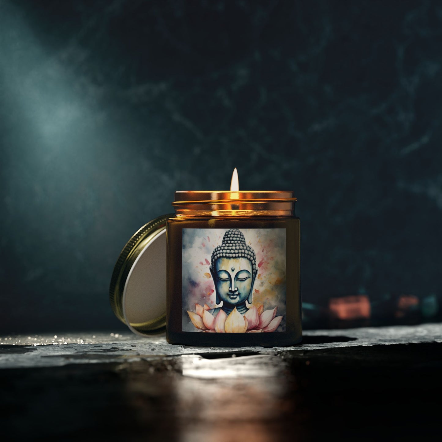 Serene Buddha in Water Color Scented Candle (4oz, 9oz) | Artloom Gallery
