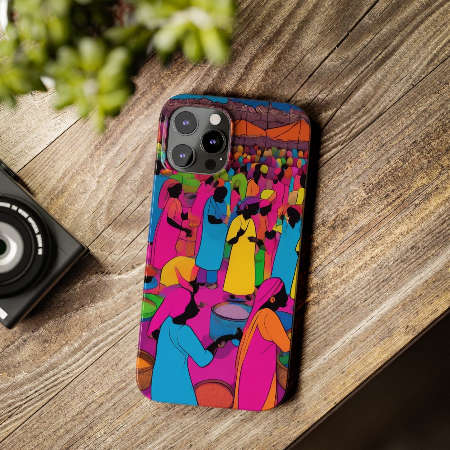 Festive Colors at the Bazaar – Bold and Vibrant Art Slim Phone Case | Artloom Gallery