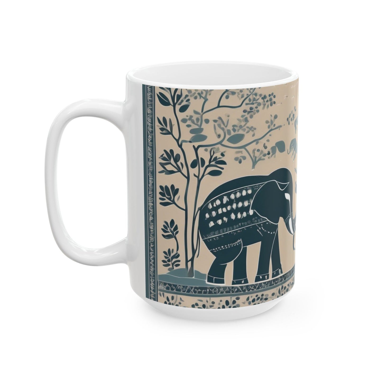 Coffee Mug – Madhubani Painting of Elephants at Play