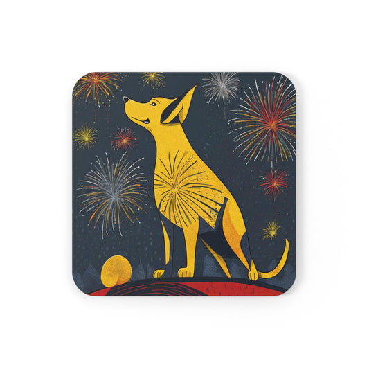 Diwali With Fido – Art Deco Coaster Set (Square & Round) | Artloom Gallery