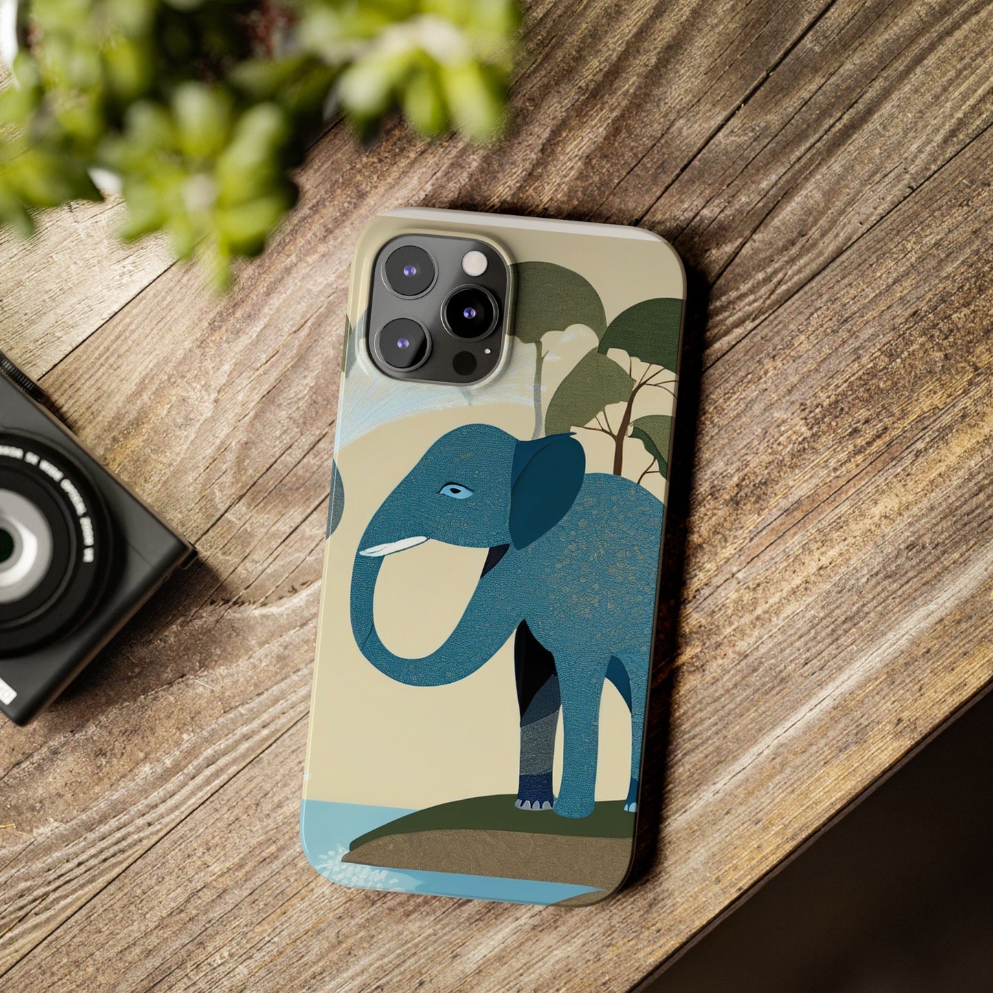 Playful Elephant Art Slim Phone Case | Artloom Gallery