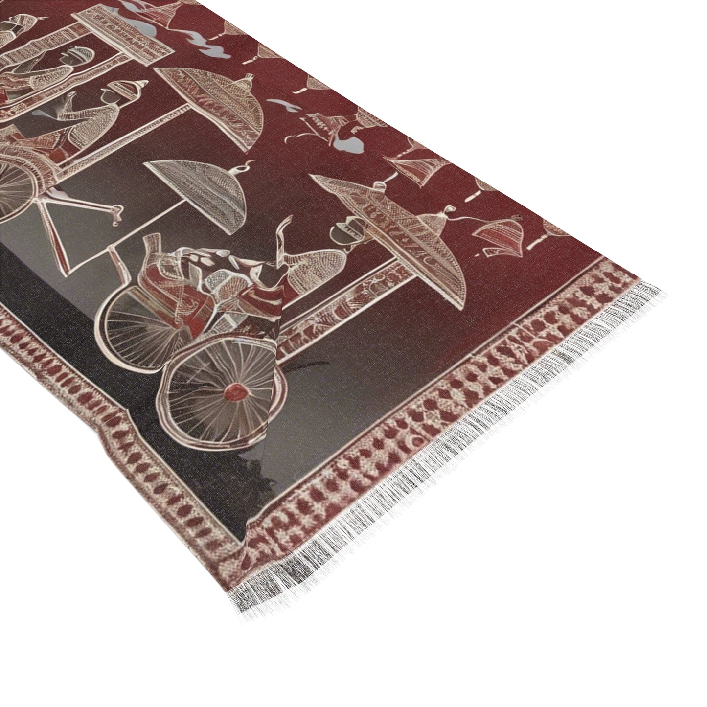 The Royal Entourage – Warli Print -  Light Scarf (27x71 in) | Artloom Gallery