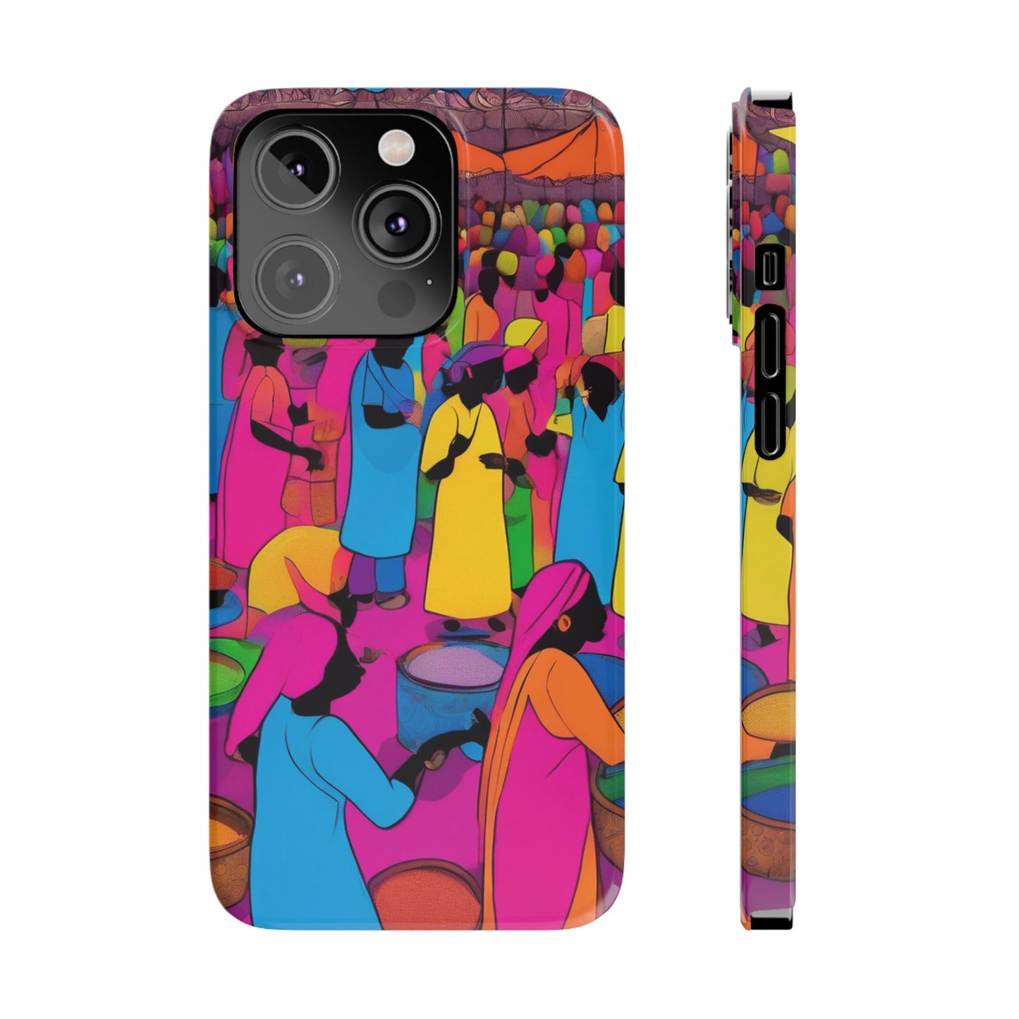 Festive Colors at the Bazaar – Bold and Vibrant Art Slim Phone Case | Artloom Gallery