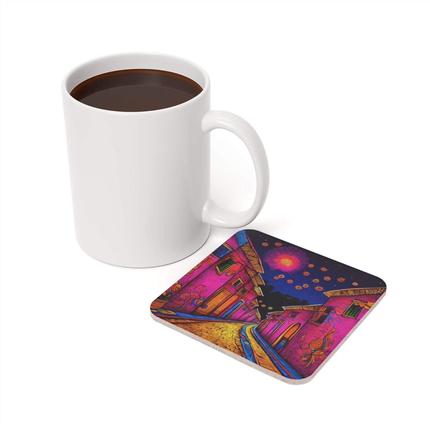 Firecrackers – Artistic Coaster Set (Square & Round) | Artloom Gallery