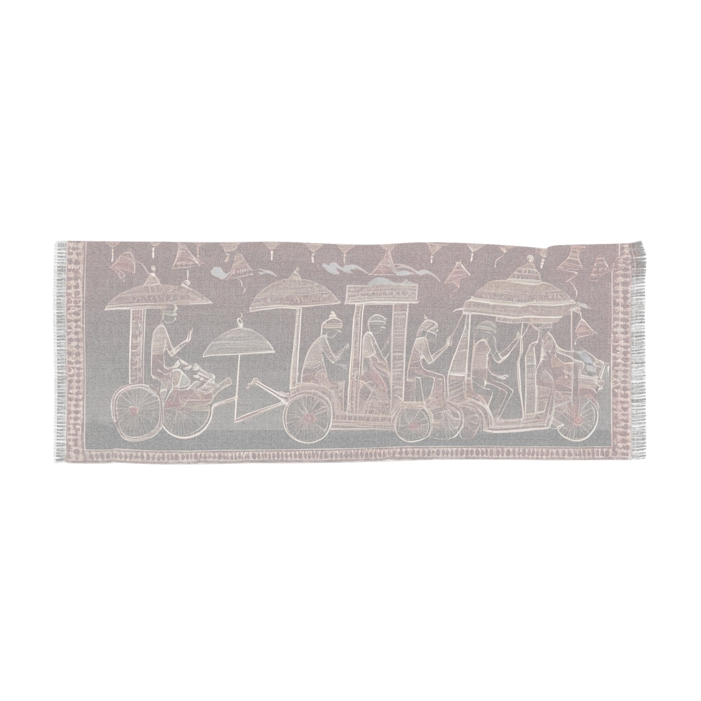 The Royal Entourage – Warli Print -  Light Scarf (27x71 in) | Artloom Gallery