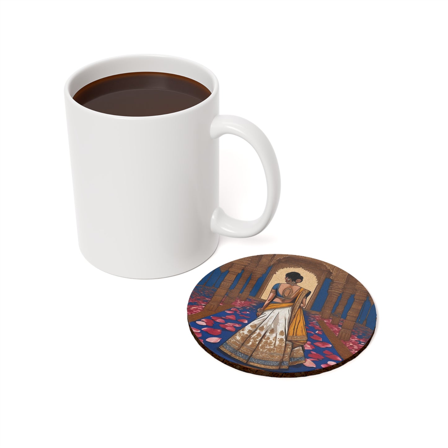 Indian Bride Walking the Aisle – Artistic Coaster Set (Square & Round) | Artloom Gallery