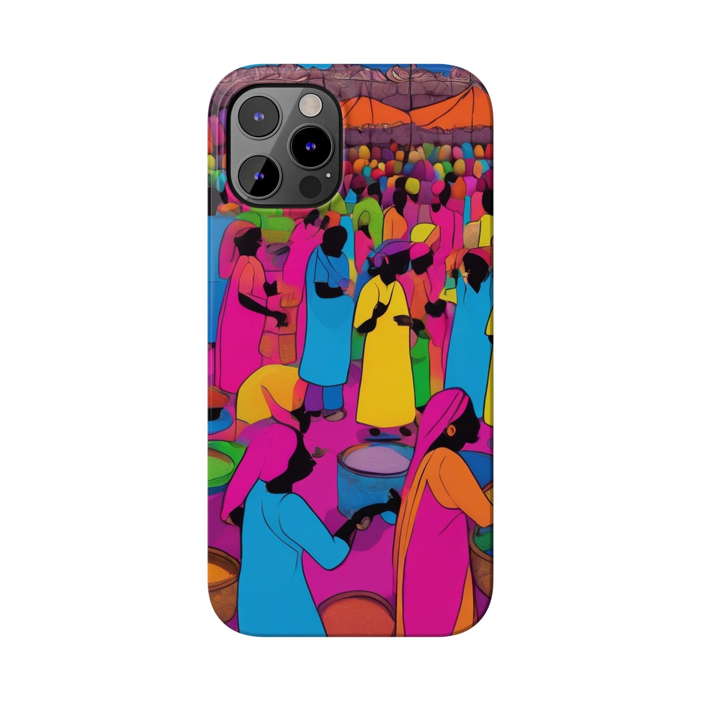 Festive Colors at the Bazaar – Bold and Vibrant Art Slim Phone Case | Artloom Gallery