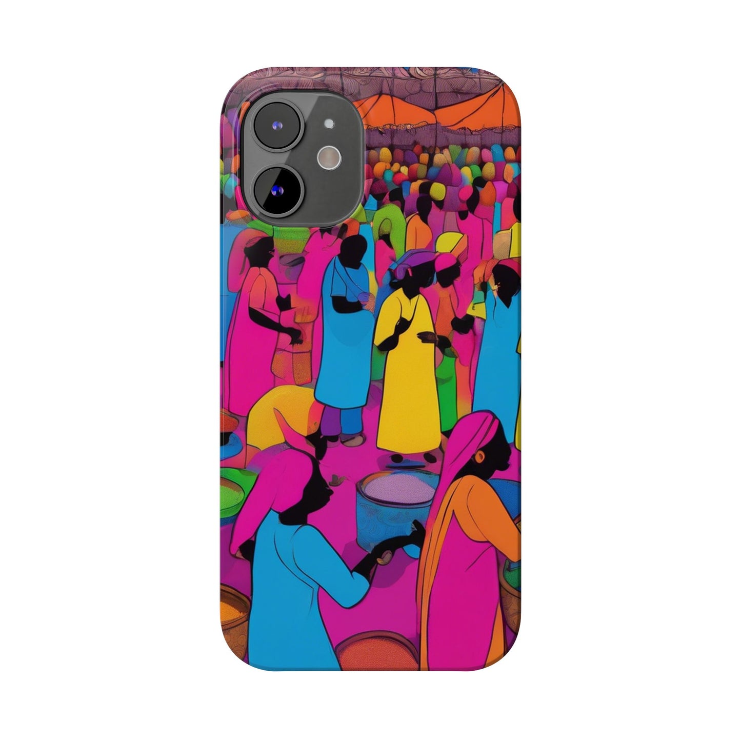 Festive Colors at the Bazaar – Bold and Vibrant Art Slim Phone Case | Artloom Gallery