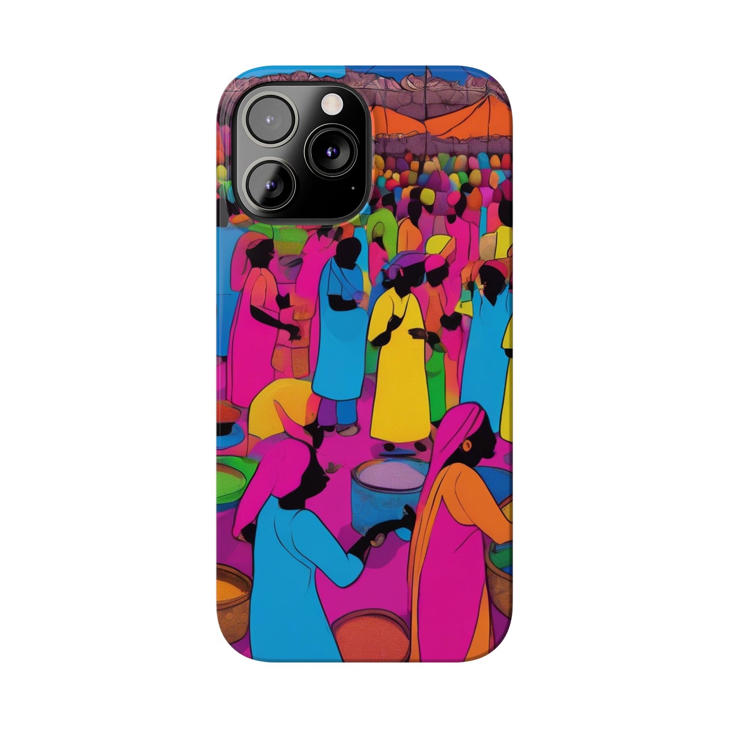 Festive Colors at the Bazaar – Bold and Vibrant Art Slim Phone Case | Artloom Gallery