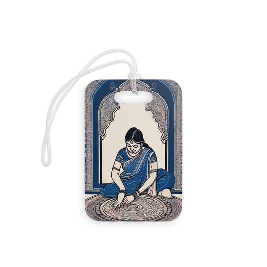 Kalamkari Art Woman Making Kolam – Luggage Tag | Artloom Gallery