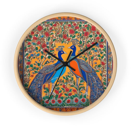 Auspicious Peacocks – Boho Wall Clock | Artloom Gallery