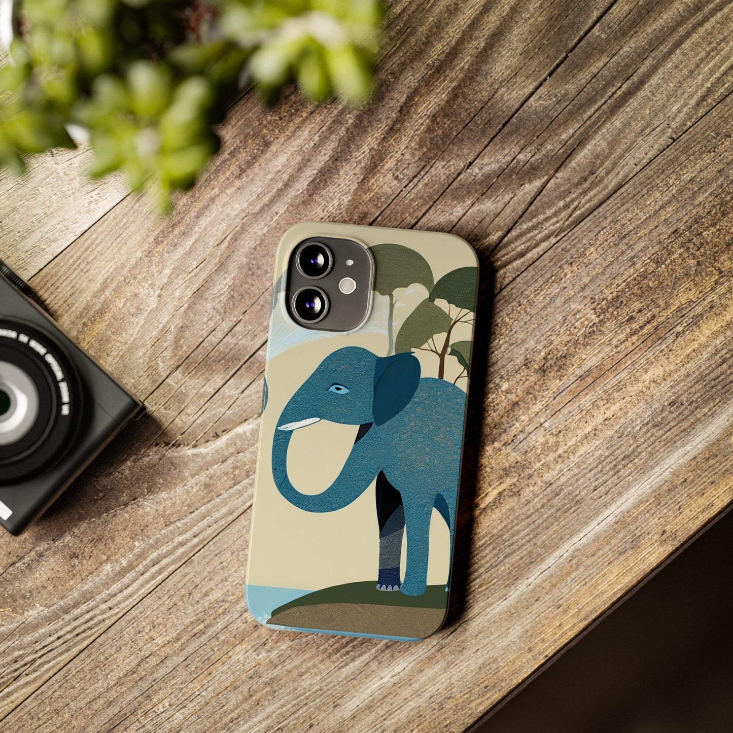 Playful Elephant Art Slim Phone Case | Artloom Gallery