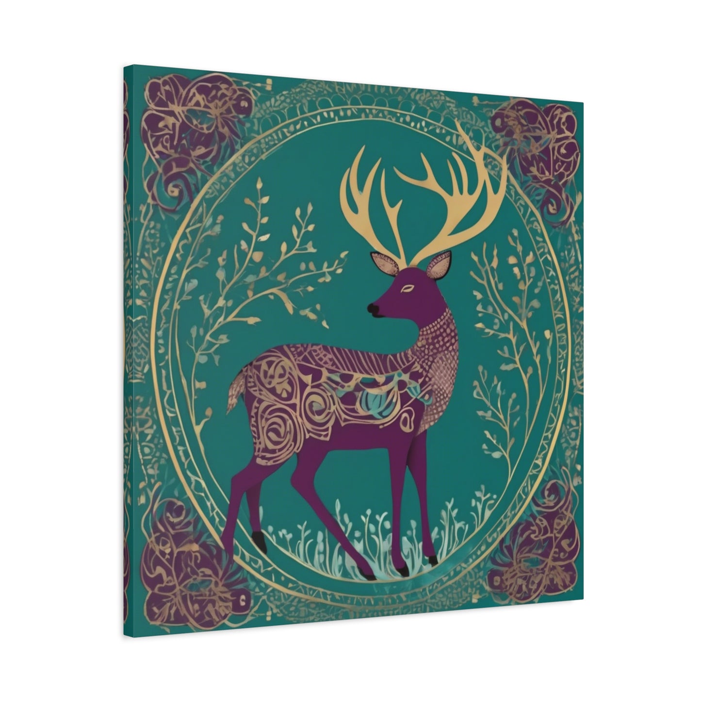 Gond Tribal Folk Art Deer Canvas Print | Artloom Gallery