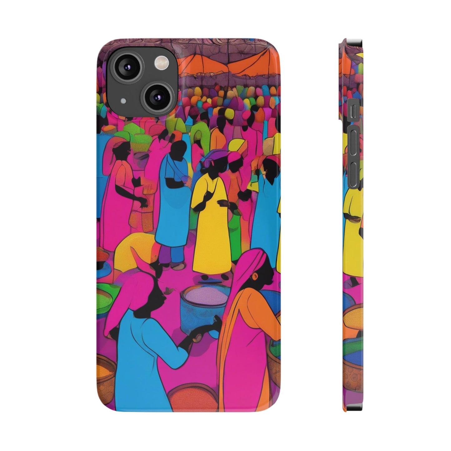 Festive Colors at the Bazaar – Bold and Vibrant Art Slim Phone Case | Artloom Gallery