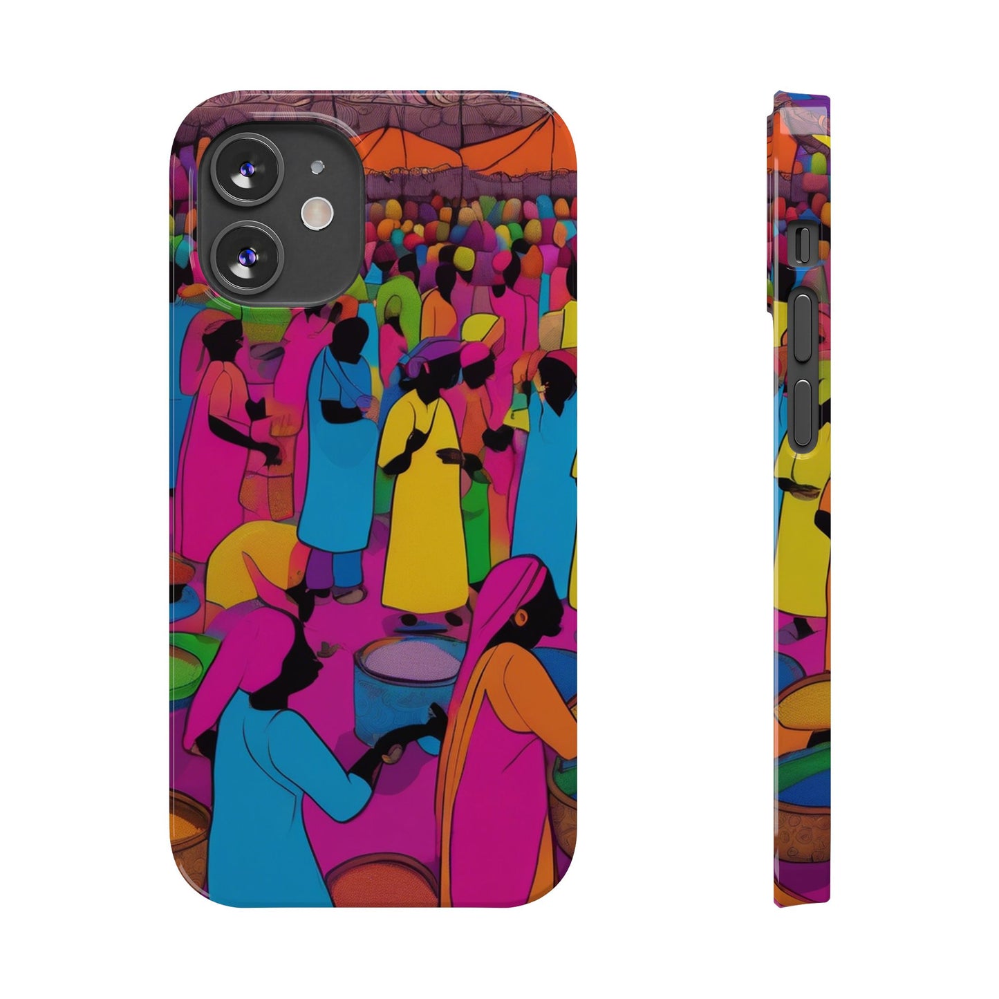 Festive Colors at the Bazaar – Bold and Vibrant Art Slim Phone Case | Artloom Gallery
