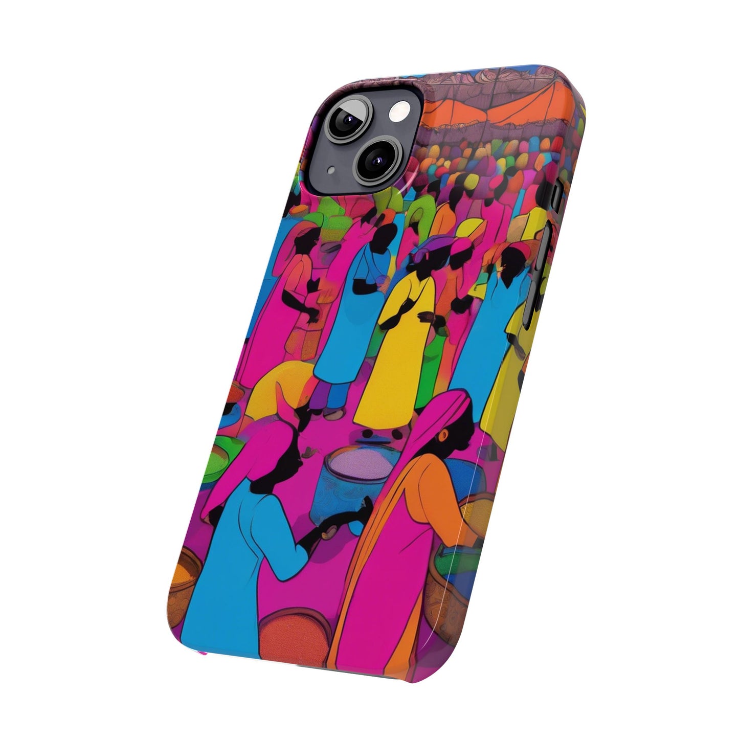 Festive Colors at the Bazaar – Bold and Vibrant Art Slim Phone Case | Artloom Gallery