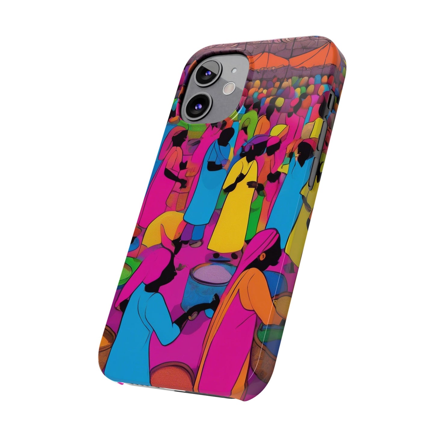 Festive Colors at the Bazaar – Bold and Vibrant Art Slim Phone Case | Artloom Gallery