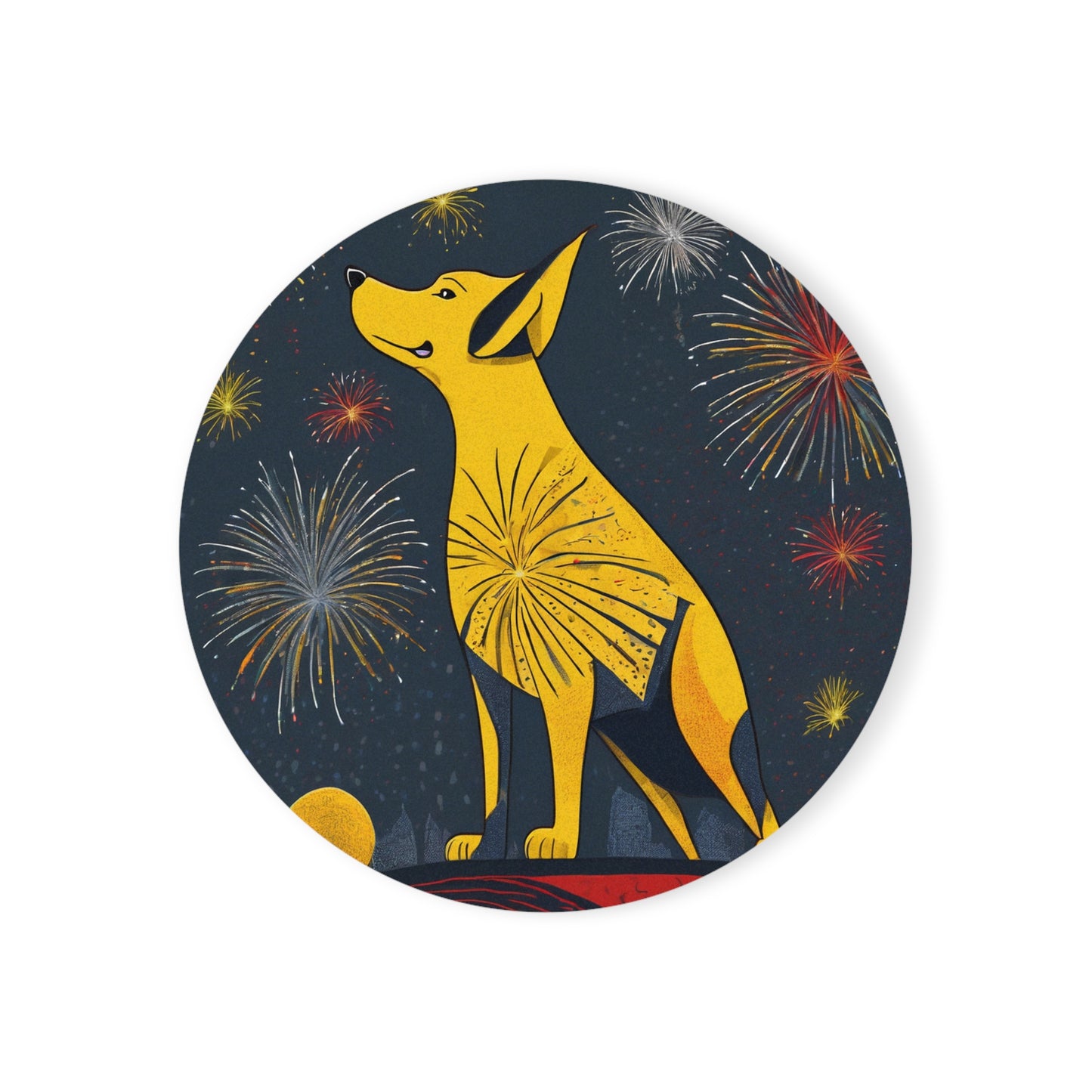 Diwali With Fido – Art Deco Coaster Set (Square & Round) | Artloom Gallery