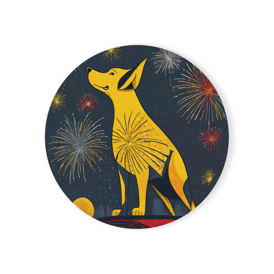 Diwali With Fido – Art Deco Coaster Set (Square & Round) | Artloom Gallery