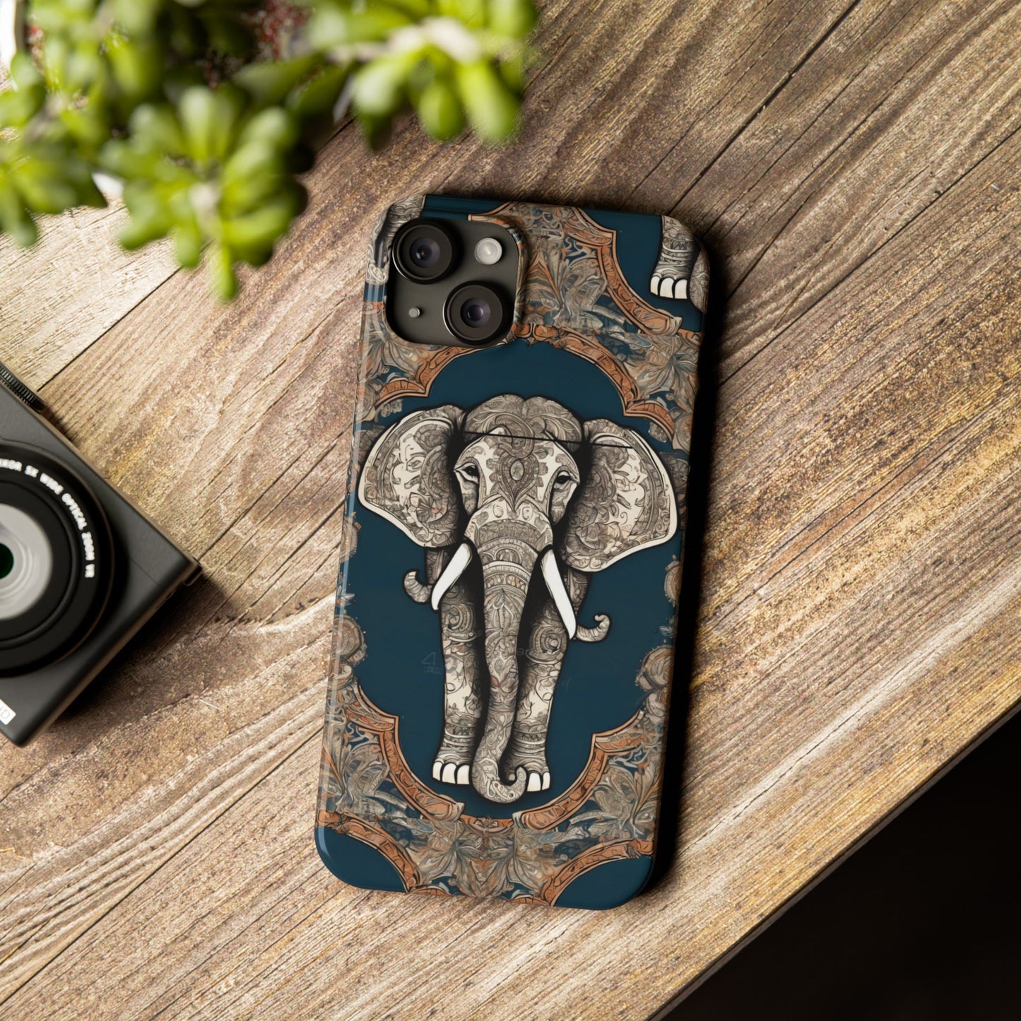Majestic Elephant Mandala Pattern Art Slim Phone Case | Artloom Gallery