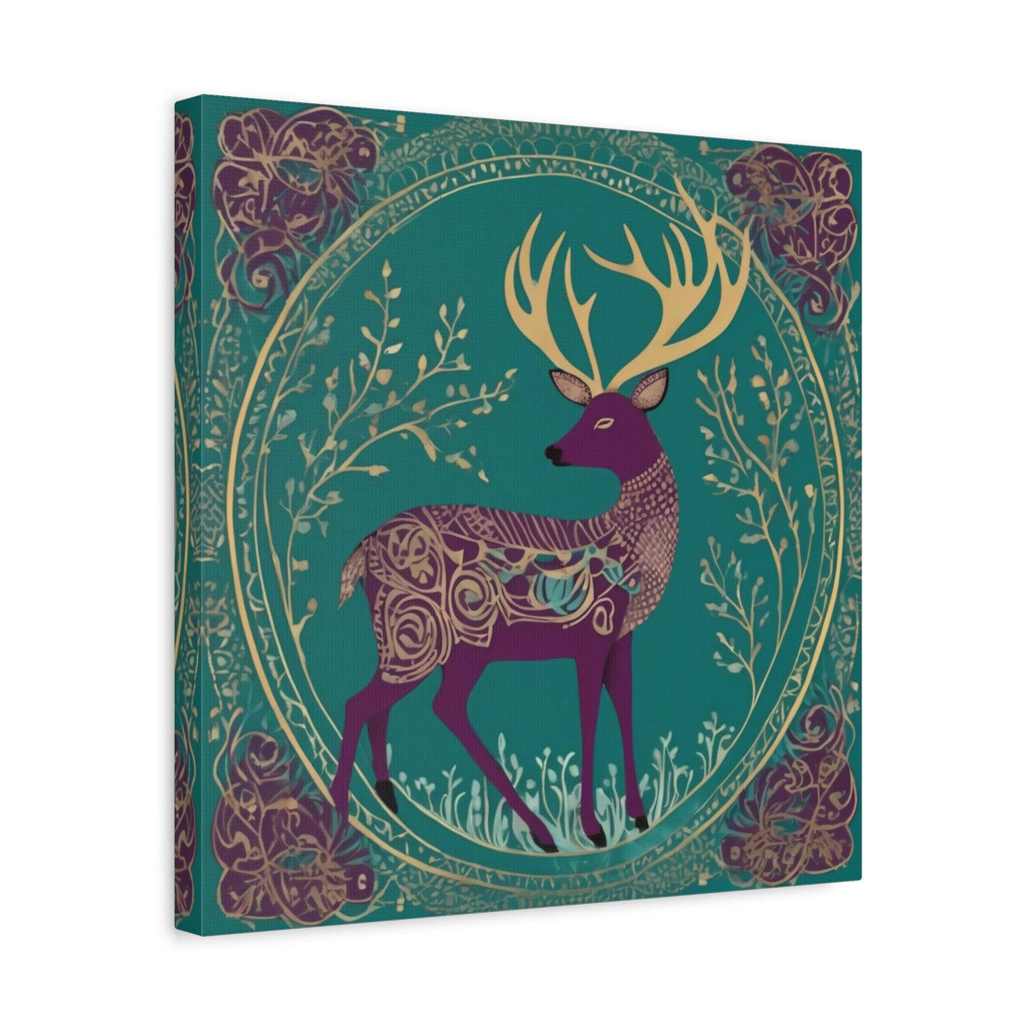 Gond Tribal Folk Art Deer Canvas Print | Artloom Gallery