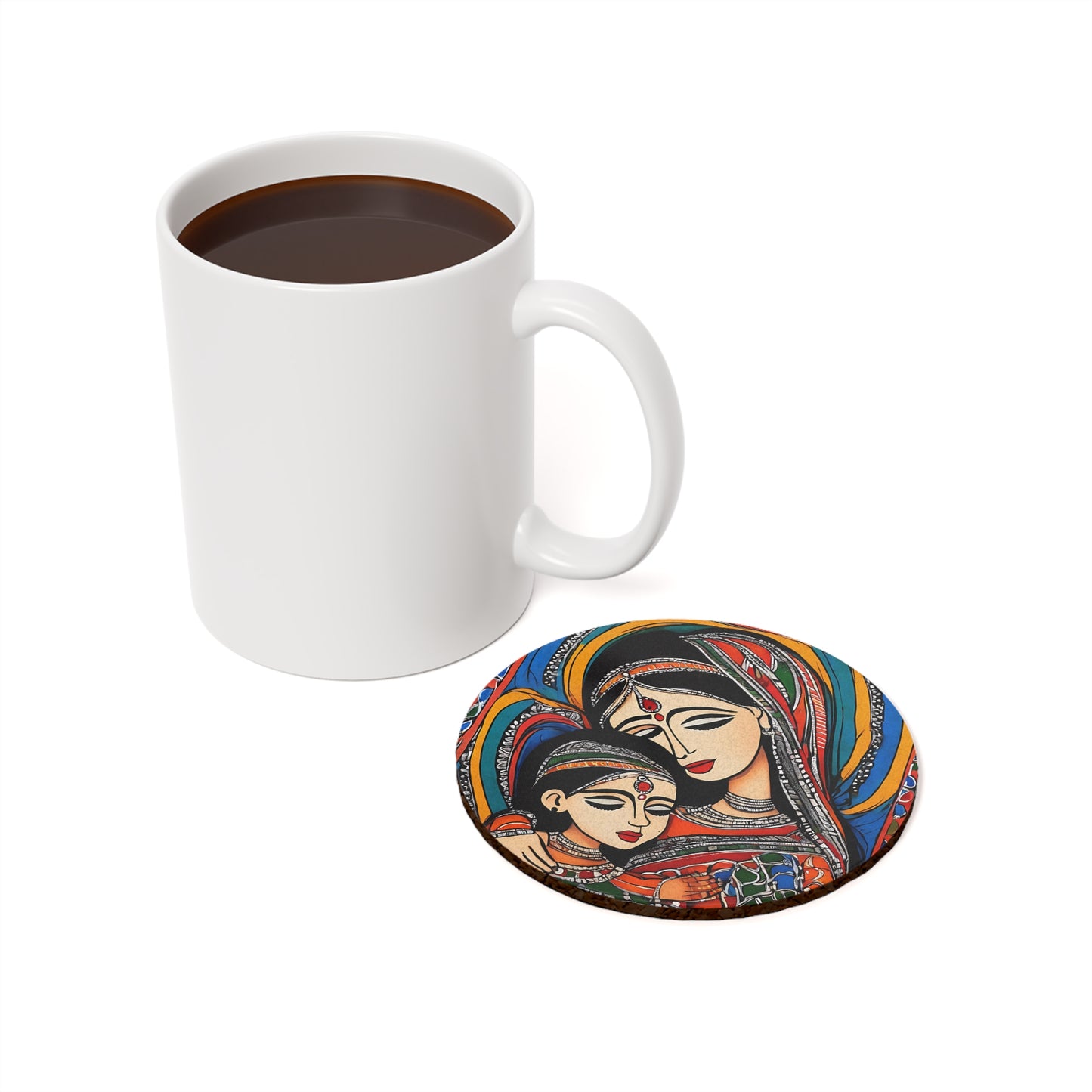 Mother & Child – Kalamkari Coaster Set (Square & Round) | Artloom Gallery
