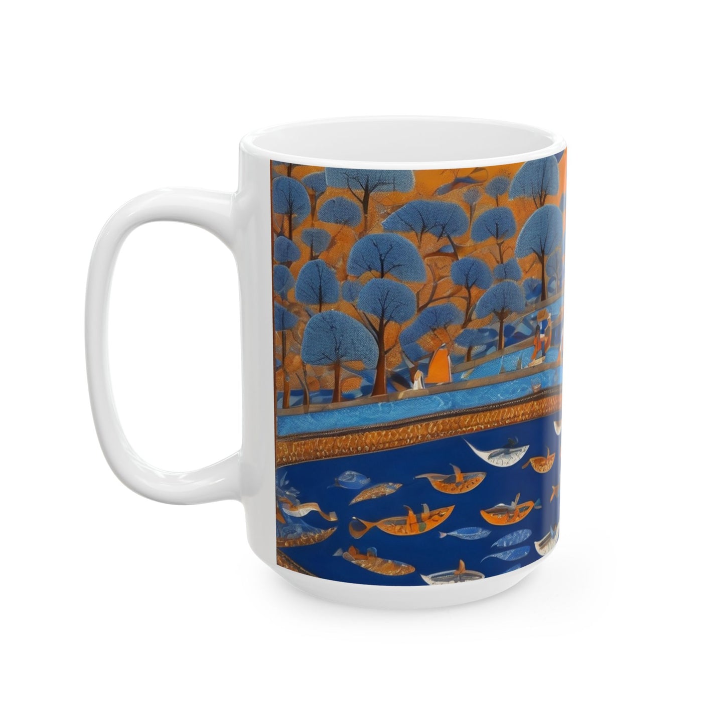 Gond Art – River Journey | Ceramic Mug | Artloom Gallery