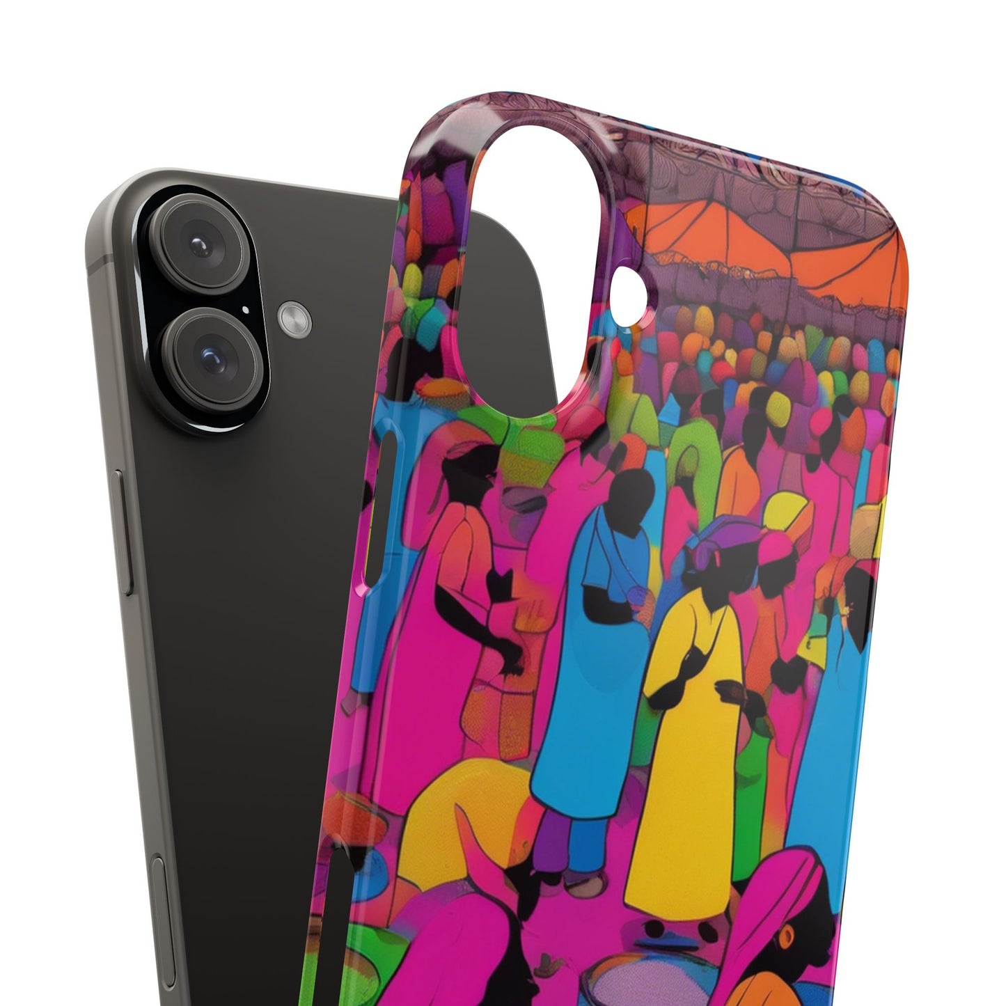 Festive Colors at the Bazaar – Bold and Vibrant Art Slim Phone Case | Artloom Gallery