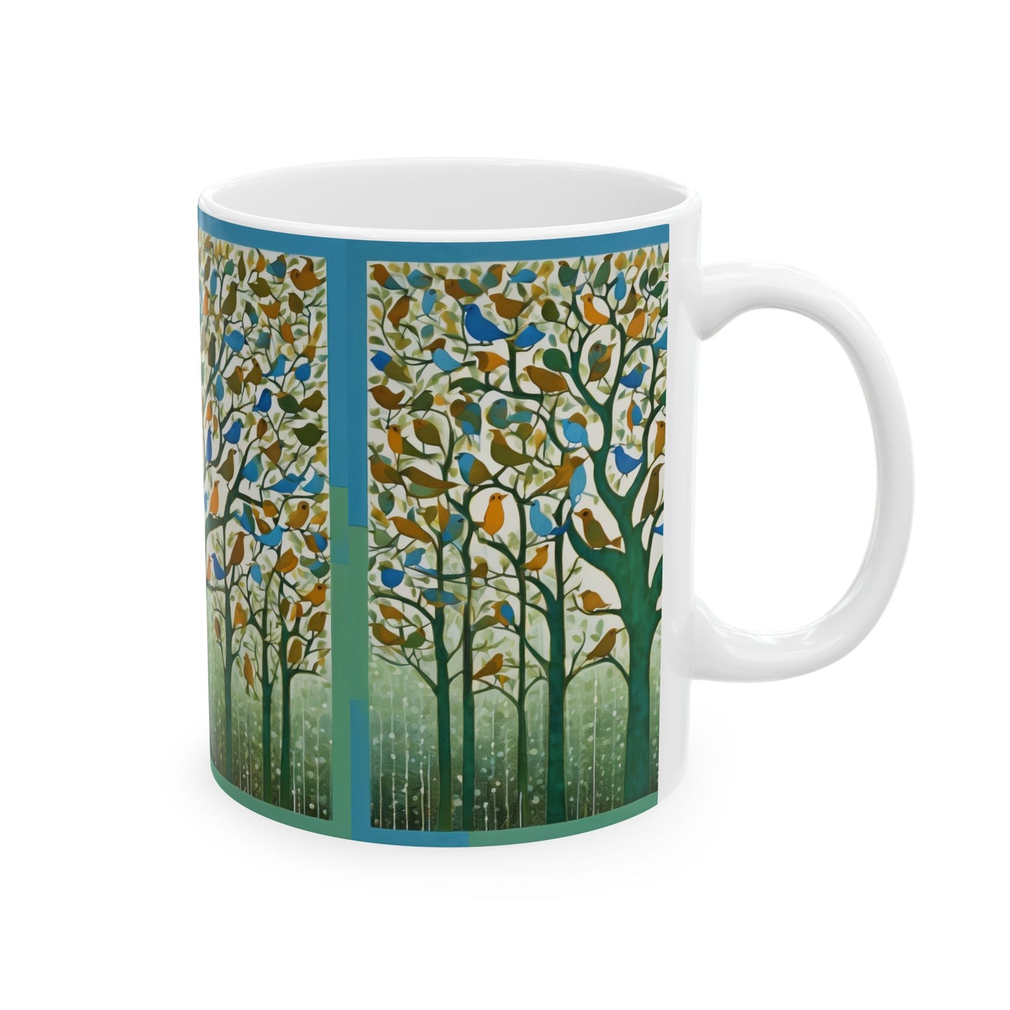 Gond Art – Birds Singing in the Rain | Ceramic Mug | Artloom Gallery