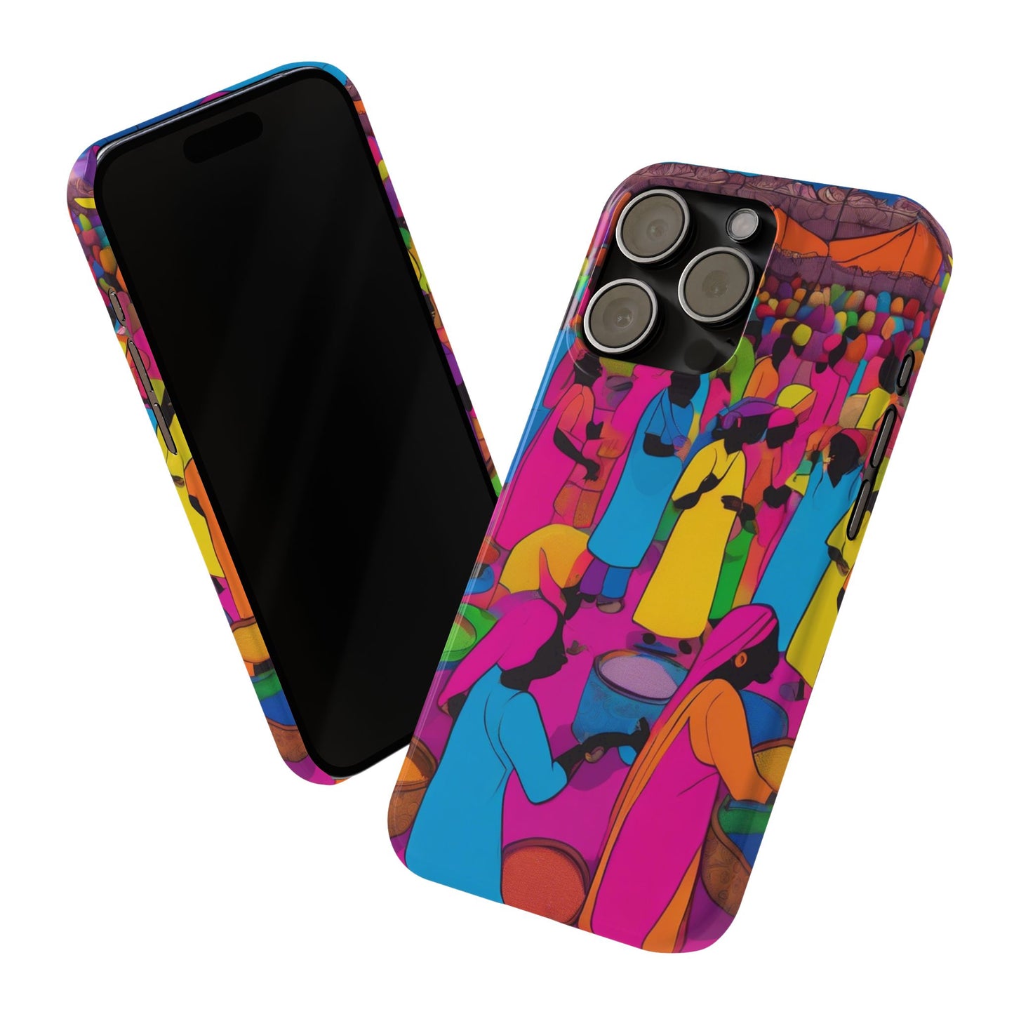 Festive Colors at the Bazaar – Bold and Vibrant Art Slim Phone Case | Artloom Gallery
