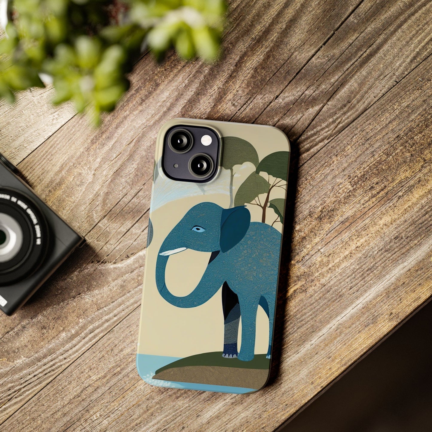Playful Elephant Art Slim Phone Case | Artloom Gallery
