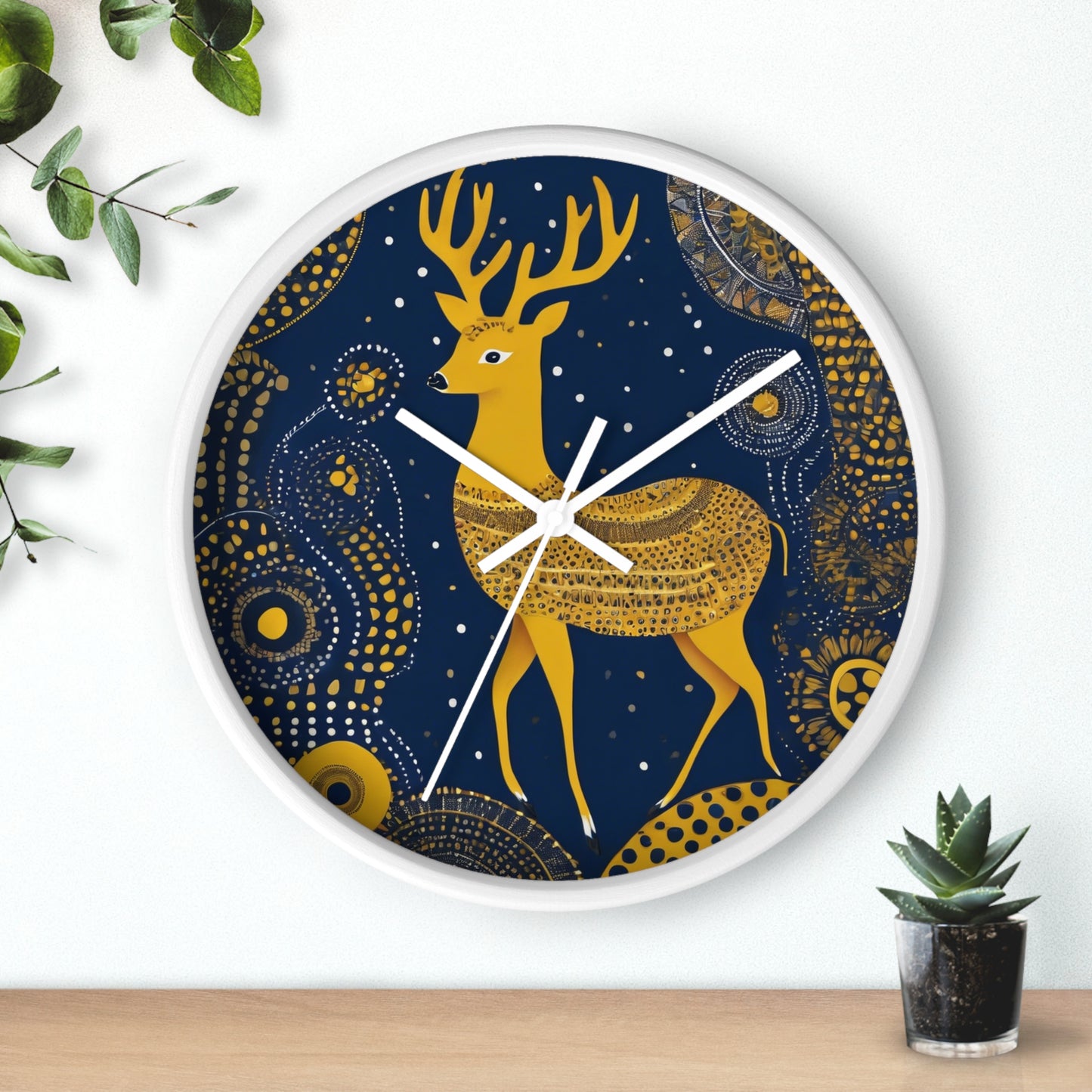 Majestic Deer – Gond Tribal Wall Clock | Artloom Gallery