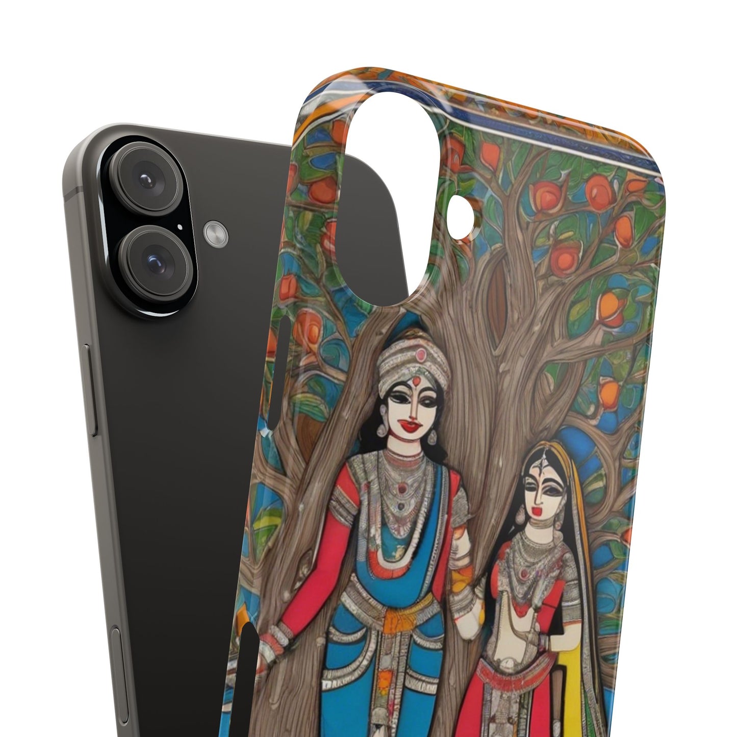 Classic Madhubani Radha Krishna Painting Night Slim Phone Case | Artloom Gallery