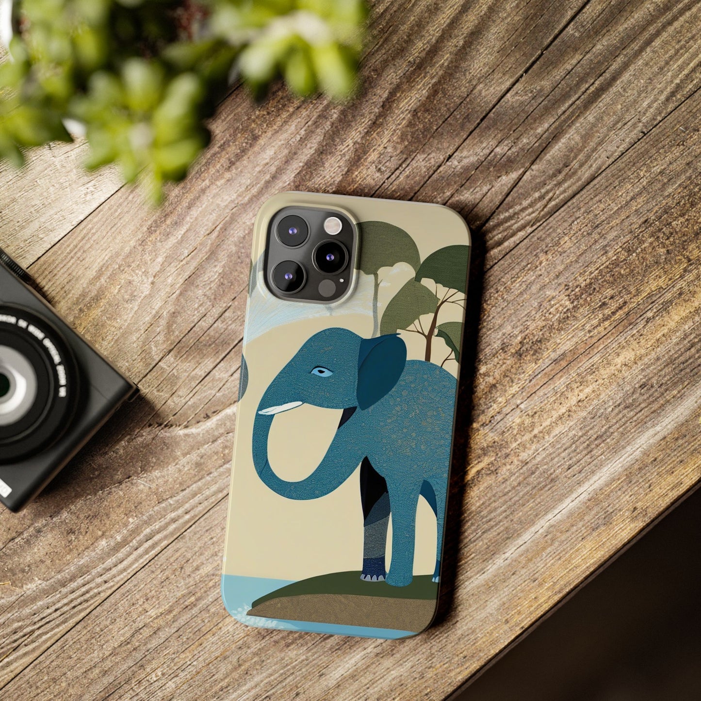 Playful Elephant Art Slim Phone Case | Artloom Gallery