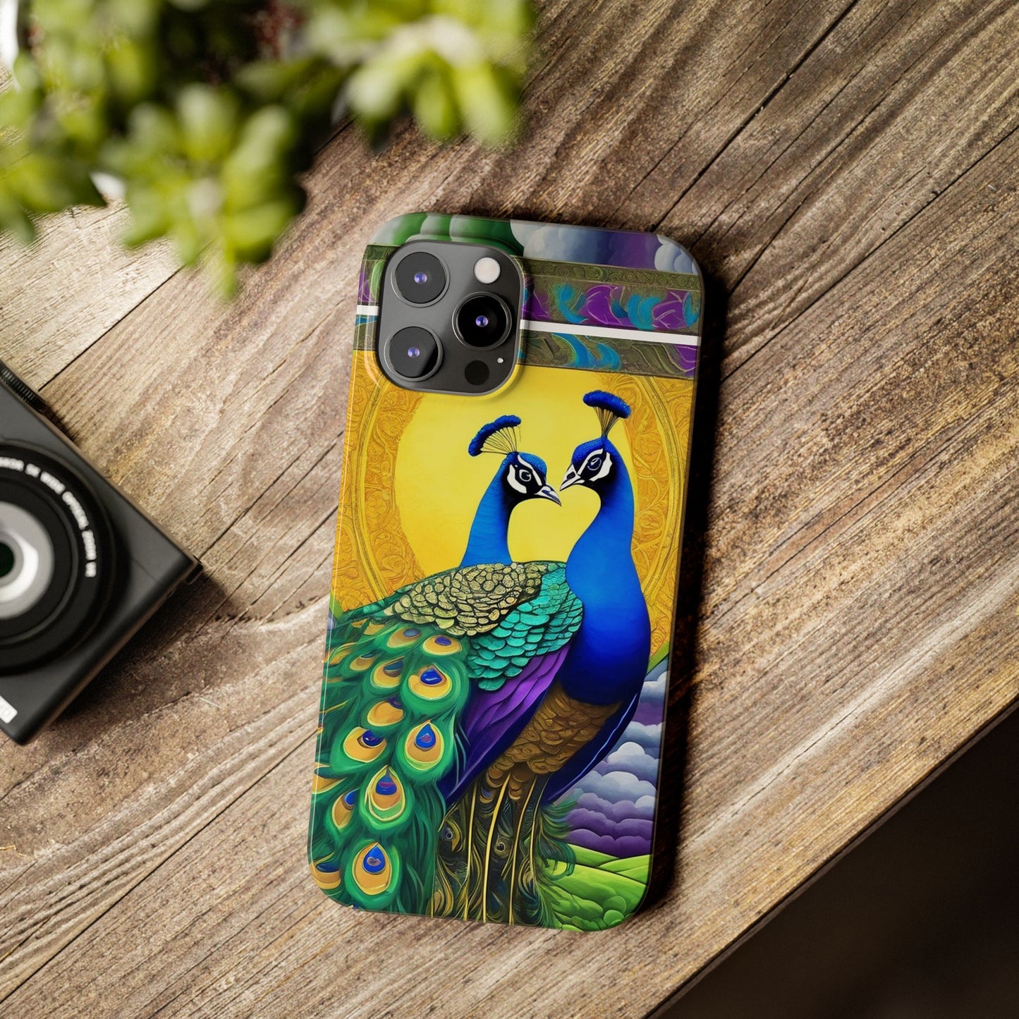 Beautiful Peacocks Slim Phone Case | Artloom Gallery