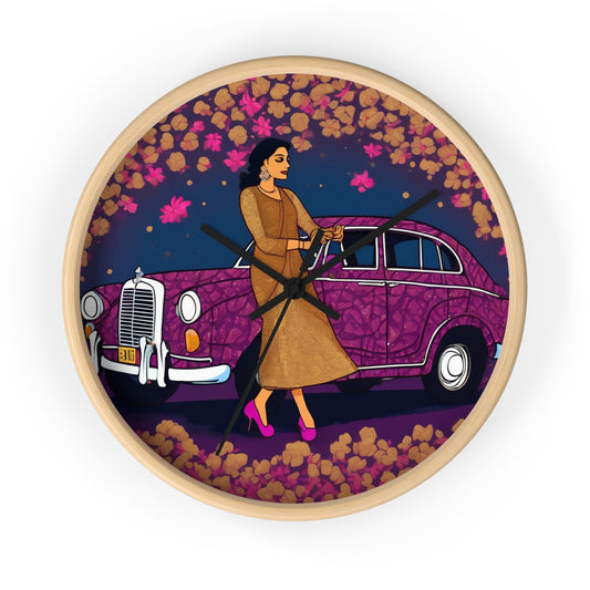 Bollywood Actress & Vintage Car – Boho Wall Clock | Artloom Gallery