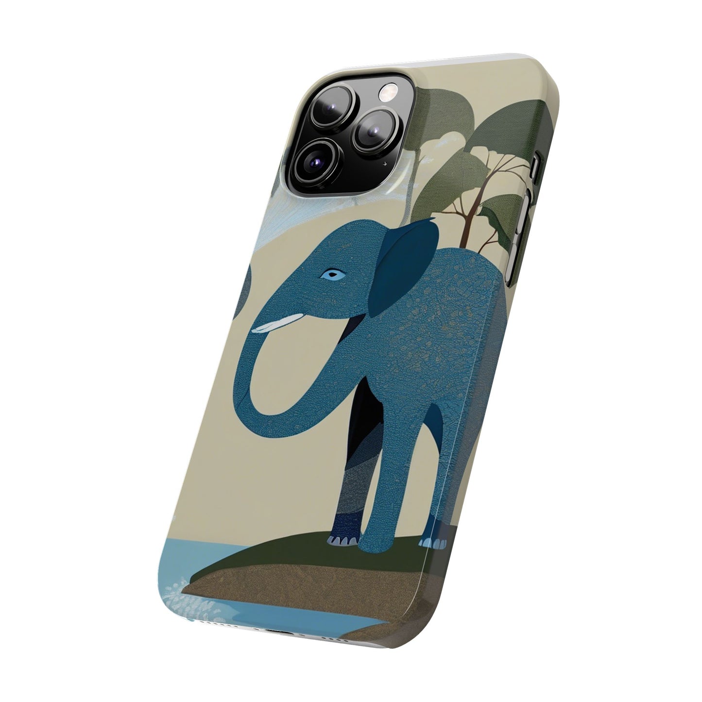 Playful Elephant Art Slim Phone Case | Artloom Gallery