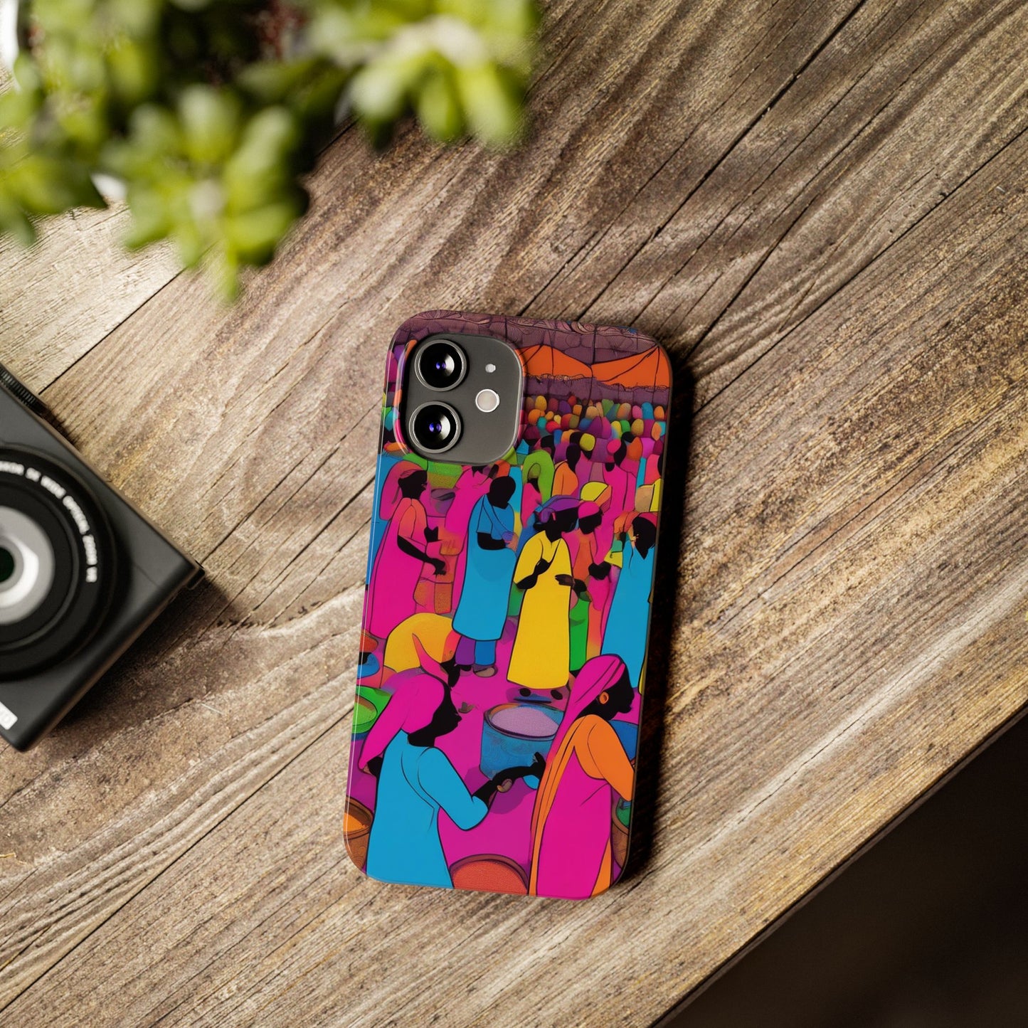 Festive Colors at the Bazaar – Bold and Vibrant Art Slim Phone Case | Artloom Gallery